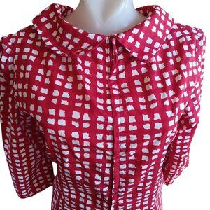 Vintage Dress Women's Medium 1950's 3/4 Sleeves Peter Pan Collar Handmade Farm